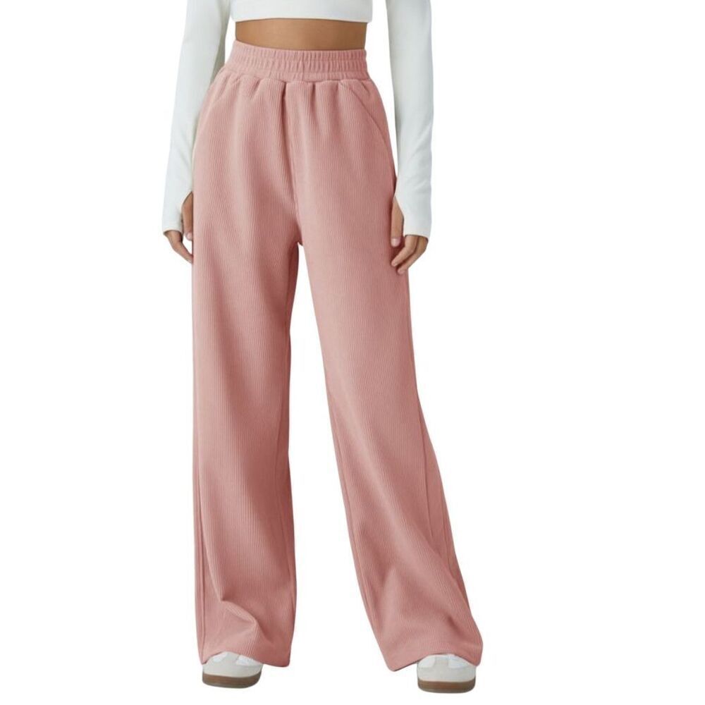 NWT Halara Rosette High Waisted Straight Leg Mop Corduroy Casual Pants XS Tall